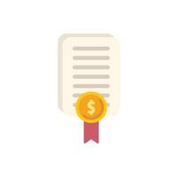 Financial document with dollar coin seal is awarding profitable contract vector