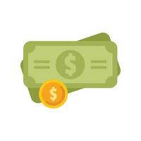 Dollar bills and gold coin symbolizing wealth and savings vector