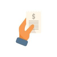 Hand holding check from store pos terminal for retail purchase vector