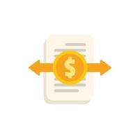 Money transferring with double arrow passing through dollar coin and document vector