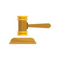 Wooden judge gavel striking sound block icon vector