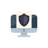 Desktop computer displaying security shield icon for data protection vector