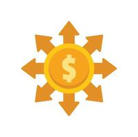 Money distribution channels with dollar coin and arrows vector