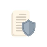 Shield protecting important document icon illustrating data protection vector