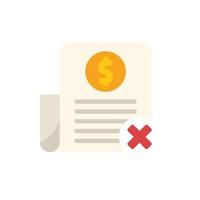 Red cross marking denying financial document invoice with dollar sign vector