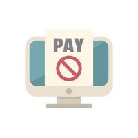 Computer showing online payment error message with red stop sign vector