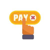 Hand pressing decline payment button with index finger vector