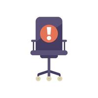 Office chair with exclamation point showing warning message vector
