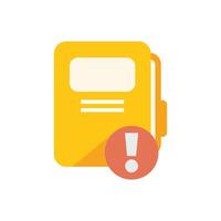Yellow notebook with exclamation mark showing important message vector