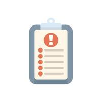 Clipboard showing an alert message with an exclamation point icon vector
