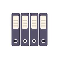 Four office binders standing up in a row storing documents vector
