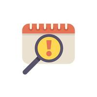 Magnifying glass investigating calendar event alerting important date vector