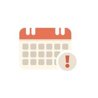 Calendar showing important date with exclamation mark vector