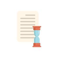 Hourglass measuring time with paper document behind vector