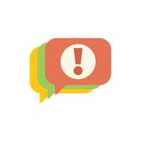 Speech bubble with exclamation mark showing warning notification vector