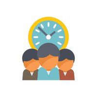 Business people team working together with clock managing time for project deadline vector