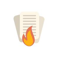 Burning paper document with flames symbolizing destruction vector