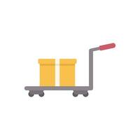 Delivery service with hand truck carrying package with cardboard box on white background vector