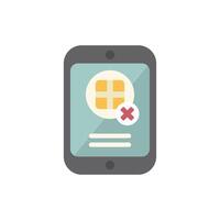 Smartphone displaying cancelled order with a cross sign on app screen vector