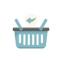 Shopping basket icon with left arrow pointing inside vector