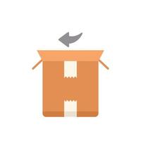 Cardboard box being sealed with tape and returned with arrow vector