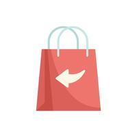 Red shopping bag with a return arrow displaying refund policy vector