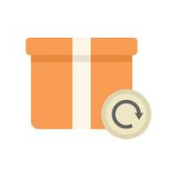 Orange cardboard box with white stripe being recycled with circular arrow vector