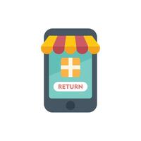 Smartphone showing online store interface with return button for e commerce vector