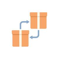 Two cardboard boxes exchanging sending receiving concept icon vector