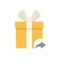 Yellow gift box with return icon for ecommerce website or app vector