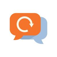 Orange speech bubble showing rotating circular arrow vector