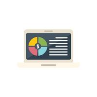 Laptop displaying financial report with pie chart and data analysis vector