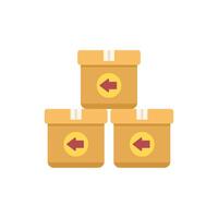 Three cardboard boxes with left arrow sign indicating delivery return vector