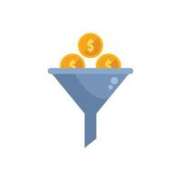 Sales funnel converting dollar coins into profitable revenue stream vector