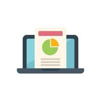 Laptop showing business report with pie chart and data analysis vector