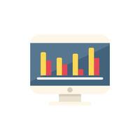 Computer monitor displaying statistical bar chart analysis vector