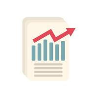 Document with growing bar chart and upward arrow trend vector