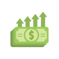 Dollar banknote value increasing with upward arrows chart vector