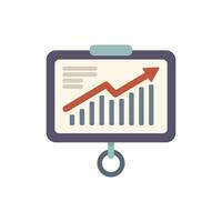 Presentation board showing growing up chart with red arrow up vector