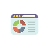 Website showing analytics with pie chart and data table vector
