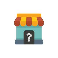 Question mark on a store front door with striped awning vector