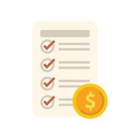 Checklist with check marks completing a financial transaction vector