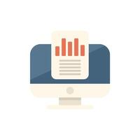 Desktop computer showing statistical business report with charts and data vector