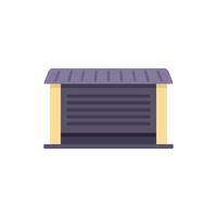 Closed roller shutter door protecting building inside from burglars vector