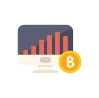 Bitcoin value increasing showing bull market on computer screen vector