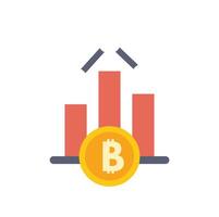 Bitcoin cryptocurrency value increasing depicted with graph vector