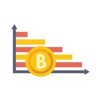 Bitcoin value downward trend with falling graph and coin vector