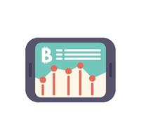 Mobile phone displaying bitcoin cryptocurrency trading chart data vector