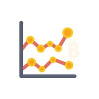 Bitcoin cryptocurrency fluctuating on stock market graph vector