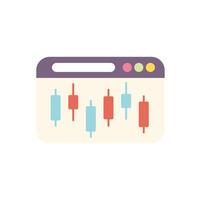 Website showing stock market data with candlestick chart vector